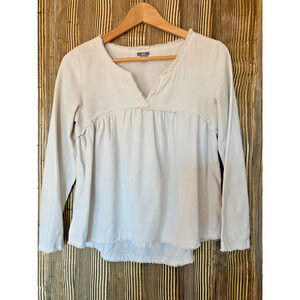 Aerie Babydoll Y2K Top Ivory Boho Peasant Sz XS Fairy Grunge Raw Hem Cottagecore